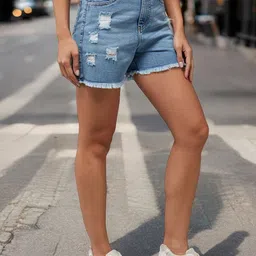 Miss Chase Women Denim Denim Shorts-image-89