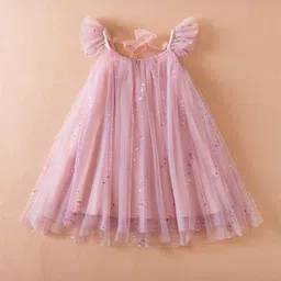 INCLUD Girls Embellished Flutter Sleeve Tulle A-Line Dress-picture-14