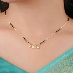Zeraki Jewels Nora Set of 2 Gold-Plated Stone Studded & Beaded Meher Mangalsutras image 2