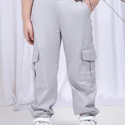 NEUDIS Girls Cotton Mid-Rise Regular Fit Cargos Trousers-image-44