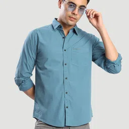 Bene Kleed Men Solid Spread Collar Cotton Casual Shirt-picture-18