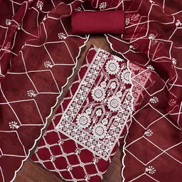 KALINI Embroidered Organza Unstitched Dress Material-picture-28