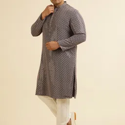 Manyavar Men Embroidered Regular Kurta with Pyjamas image 3