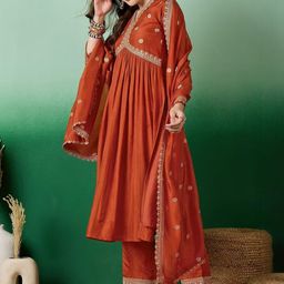 URMIR FASHION Women Embroidered Regular Kurta with Trousers & With Dupatta-picture-33