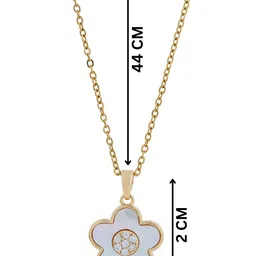 QUERALT Stainless Steel Artificial Stones Studded Floral Shaped Pendant With Chain image 3