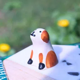 WEAVING HOMES Brown & White Printed Miniature Dog Showpiece image 4