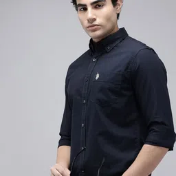 u.s. polo assn. Men Tailored Fit Solid Cut Away Collar Casual Shirt-picture-21