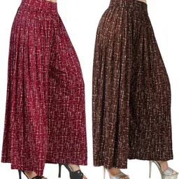usman enterprises Pack of 2 Women Regular Fit Maroon, Brown Lycra Blend Trousers image 1