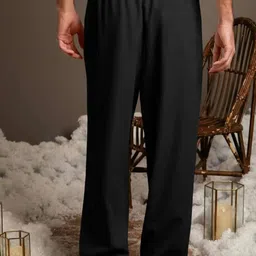 flycollection Men Solid Black Track Pants image 2