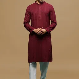 here&now x sanwara Sanwara Floral Embroidered Chikankari Mandarin Collar Straight Kurta with Pyjamas-picture-22