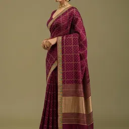 JAINICA Woven Design Zari Silk Blend Handloom Saree image 2