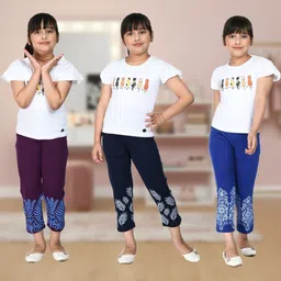 YK Girls Pack Of 3 Printed High Rise Lounge Pants-picture-19