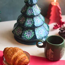 WEAVING HOMES Green & White 3 Pcs Mug Plate & Christmas Tree Combo Gift Set image 4