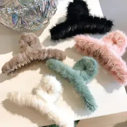 FHONEX Women Set Of 10 Fur T Shape Claw Clip image 4