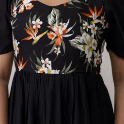 Ethniclook Floral Print Puff Sleeve A-Line Midi Dress image 3