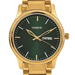 HARBOR Men Brass Round Dial & Bracelet Style Straps Analogue Watch H_IKT_01_DD_Gold_Green image 3
