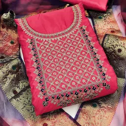 SAINOOR Embroidered Semi-Stitched Dress Material-picture-27