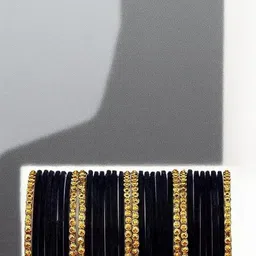 SAVORADE Set Of 12 Black Glass Bangle image 1