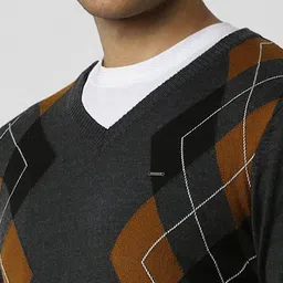 Van Heusen Men Argyle Checked Pullover image 3