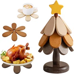 serplex Wooden Tree Shape Coaster Set NA Trivet-picture-15