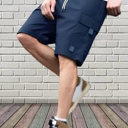 torontocn Solid Men Dark Blue Casual Shorts-picture-13