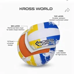 shorya SUPER SOFT HAND STICHED 18 PANNEL KROSSWORLD WITH AIR PUMP (SIZE-4) FOR PLAYING. Volleyball - Size: 4 image 2