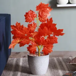fourwalls Polyester Orange Uf Protected Maple Stem Without Pot Set Of 4 Artificial Plants-picture-23