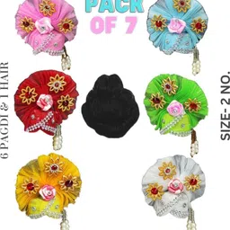 singing bird Size 2no. Pack of 6 latkan Pagdi and 1 hair, Designer, Handmade pagdi with hair Deity Ornament-picture-20
