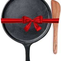 the indus valley Pre-Seasoned Cast Iron Tawa with Free Wooden Spatula for Dosa/Chapathi -10.3inch Tawa 25.7 cm diameter-picture-11