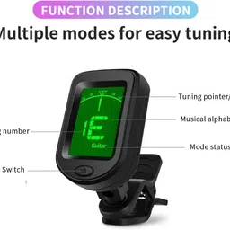 urban infotech Digital Clip-On Chromatic Instrument Tuner & 5 Guitar Picks Set Manual Digital Tuner image 5