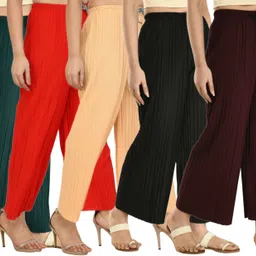 winhever Pack of 5 Women Regular Fit Multicolor Lycra Blend Trousers-picture-31