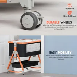 baybee baby bedside crib cradle for baby bassinet for kids with 6 Height Adjustable image 4