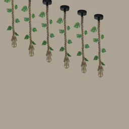 lumacraft Natural Jute Leaf Rope Light Without Bulb Pack of-6 Pendant Lamp Ceiling Lamp image 4