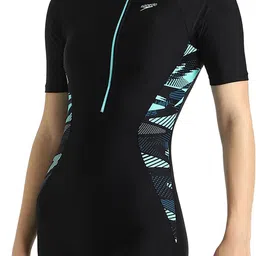 speedo Essential Splice Closedback Kneesuit - Endurance10 Printed Women Black Swimsuit image 3