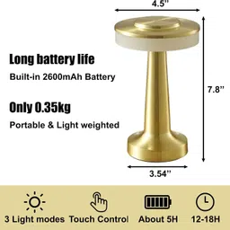 le'sija decorations Cordless Lamp Portable LED Table Lamp with Touch,3 Colors SteplessTable Lamp Table Lamp image 3