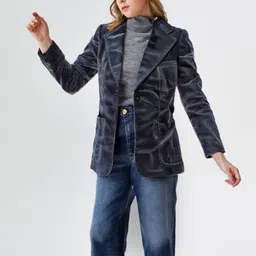 lyketrends Women Solid Tuxedo Style Party Blazer image 2