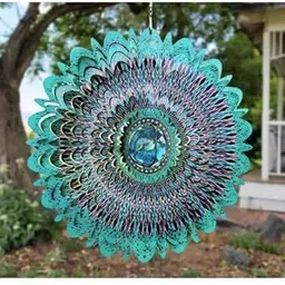 adfresh Wind Spinner Mandala Rich Green Starry Sky| Wind Spinner Mandala | Stainless Steel Windchime image 2
