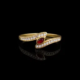 rnj Staylish Gold Ring Foe Women Brass Ruby Gold Plated Ring image 3