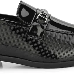 house of pataudi Men Black Formal Petant Slip-Ons Partywear Shoes Slip On For Men image 4