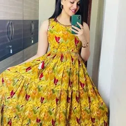 neestha Women Gown Yellow Ankle Length Dress image 3