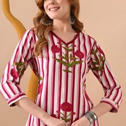 kjfab Women Pure Linen Kurta Pant Set image 1