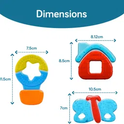 luvlap Baby Water Filled Silicone Teether for Teething Gums, Pack of 3, Teething Toy, 100% Food Grade Silicone Filled with Distilled Water, Star, House & Butterfly, Textured Surface Teether image 4