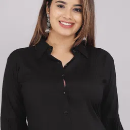 myorica Women Regular Fit Solid Spread Collar Casual Shirt image 4