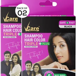 vcare Shampoo Hair Color Black (25ml) Colours Hair in Minutes Ammonia Free (Pack of 2) , Black-picture-24