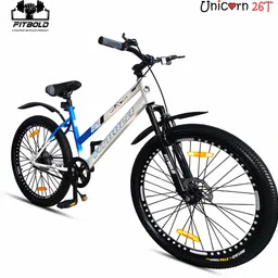 fitbold Unicorn 26T | 85%Fitted | White| F-Suspension | Dual Disc Brakes | Alloy Wheel | 26 T (inch) Road Cycle image 2
