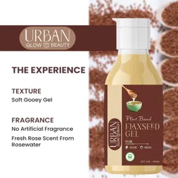 urban glow beauty Flaxseed Gel Hair & Skin Frizz-Control Smoothening Moisture Rich Soft Long Hair image 3