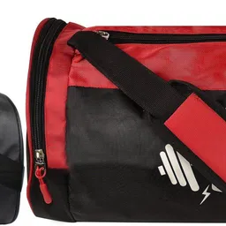 rocketsale 25 L Gym Duffel Bag - Model Leatherite Gym Bag Side Pocket ... (Black) - Black, Red-picture-17