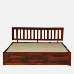 woodsworth from pepperfry Buren Sheesham Wood King Size Bed In Honey Oak Finish With Hydraulic Storage image 5