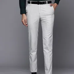 raymond Men Slim Fit Grey Polyester Trousers image 1