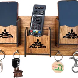 jai shree shyam collection 3 Shelf MH-Flwr(YB) Wood Key Holder (4 Hooks, Brown) 5inch x 10.5 inch Wood Key Holder-picture-37